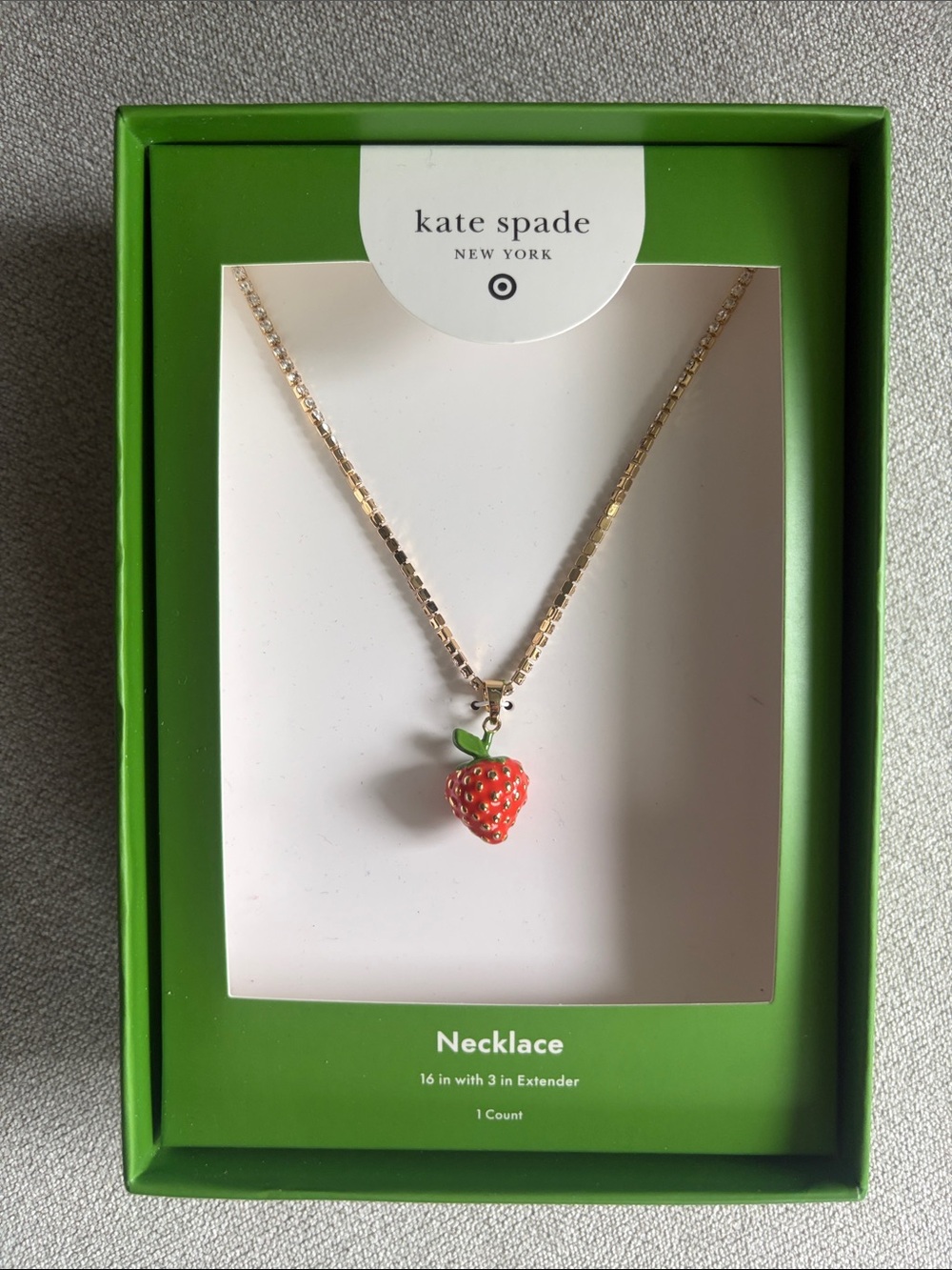 kate spade Gold-Tone Strawberry Charm Necklace